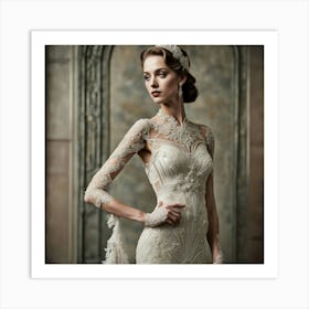 Edwardian Wedding Dress Art Print