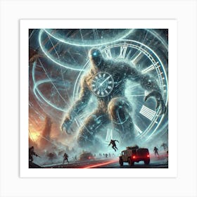 A Dramatic Sci Fi Scene Depicting Chrono Titan Kaiju Art Print