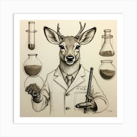 Deer In Lab Coat 11 Art Print