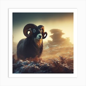 Ram In The Snow 1 Art Print