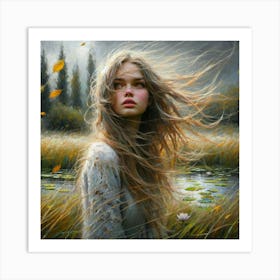 Girl With Long Hair 14 Art Print