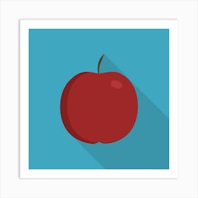 Red Apple Icon In Flat Long Shadow Design Art Print