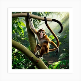 Monkey In The Jungle 1 Art Print