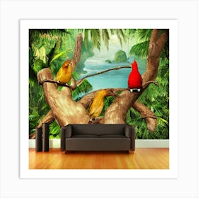 Birds In The Jungle 1 Art Print