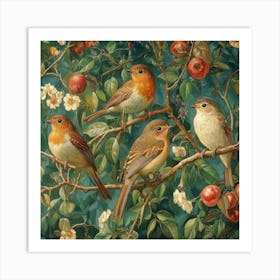 Robins In The Apple Tree Art Art Print