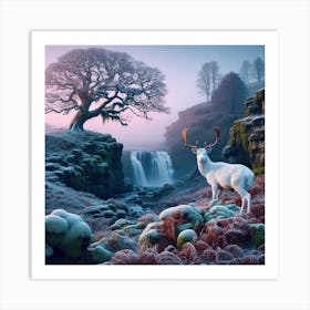 Deer In The Snow 3 Art Print