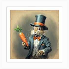 Rabbit In Top Hat 3 Art Print