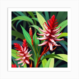 Alpines Purpurate Red Ginger Flower Art Print 2 Art Print