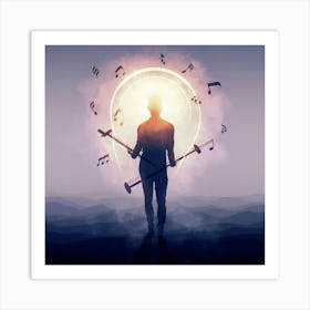 Silhouette Of A Musician Art Print