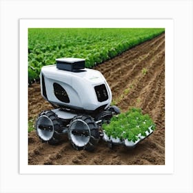 Robot In The Field 2 Art Print