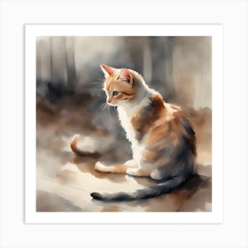 Watercolor Of A Cat Art Print