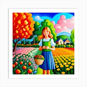 Girl In The Garden Art Print