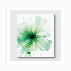 Green Flower Painting Art Print