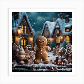 Christmas Gingerbread Man 2 Art Print