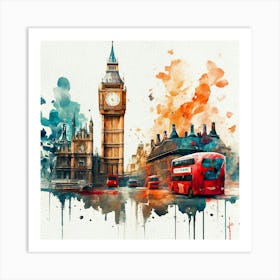 London Watercolor Painting Art Print