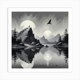 Black And White Landscape Painting Art Print