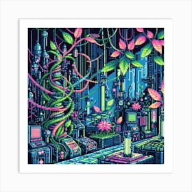 8-bit cybernetic jungle 3 Art Print