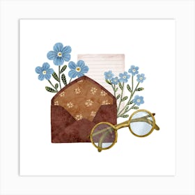 Forget Me Not and love letter Art Print