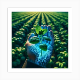 Hand Holding A Plant 3 Art Print