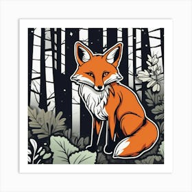 Fox In The Woods 33 Art Print