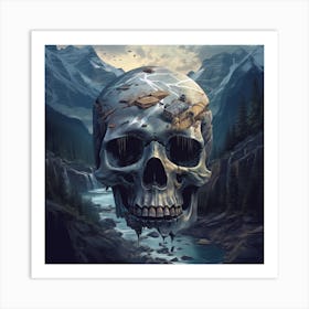 Skull In The Mountains Art Print