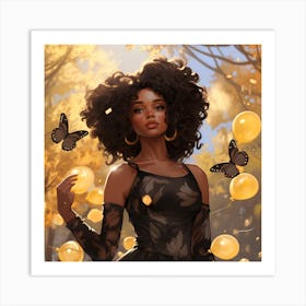 Black Girl With Afro 4 Art Print