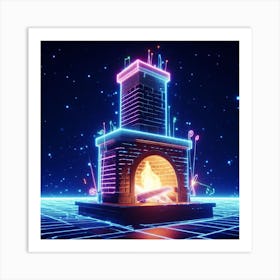 Neon Fireplace 4 Art Print