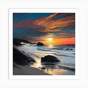 Sunset On The Beach 3 Art Print