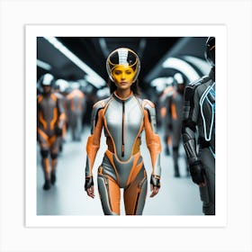 Futuristic Woman In Futuristic Suit 8 Art Print