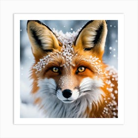 Fox In The Snow 18 Art Print
