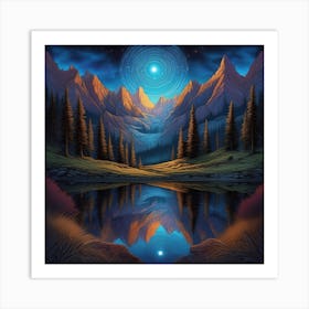 Moonlight Mountain Art Print