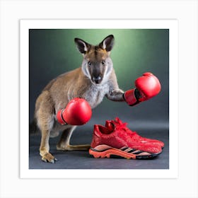 Boxing Kangroo With Red Boxing Gloves And Hgh Top RED Sport Shoes Art Print