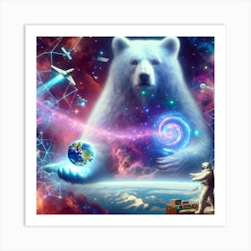 Polar Bear In Space Art Print