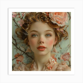 Girl With Flowers 1 Art Print