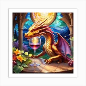 Dragon and a wine glass Art Print