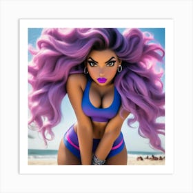 Girl With Purple Hair ch Art Print
