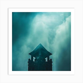 Clock Tower In The Sky Art Print