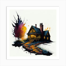 Colored House Ink Painting (3) Art Print