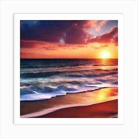 Sunset At The Beach 624 Art Print