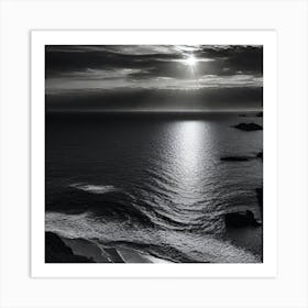 Moon Over The Sea Art Print