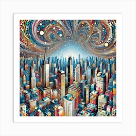 Dancing Cities in a Confetti Blizzard 1 Art Print