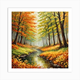 Forest In Autumn In Minimalist Style Square Composition 316 Art Print