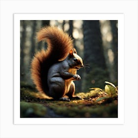 Squirrel In The Forest 70 Art Print