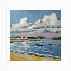 Sailboats On The Beach 1 Art Print