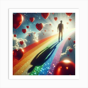 Rainbow Bridge With Hearts Art Print
