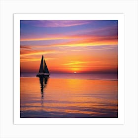 Sailboat At Sunset 4 Art Print