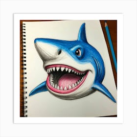 Shark Drawing Art Print