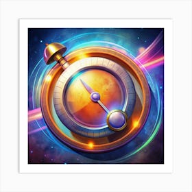 Fantasy Compass With Glowing Lights Art Print