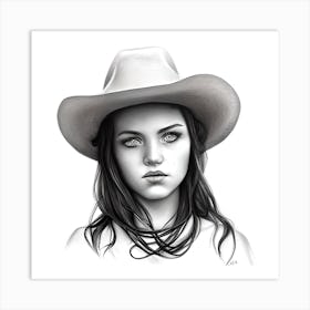 Girl In A Cowboy Hat Art Print