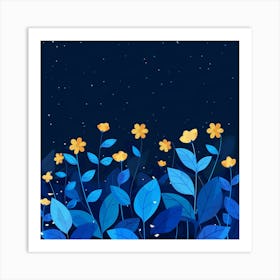 Night Sky With Flowers Art Print